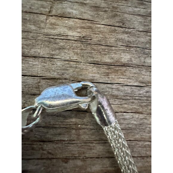 Vintage Italian Sterling Silver Mesh Chain Necklace 17" Lobster Clasp 15.9g - Picture 5 of 9